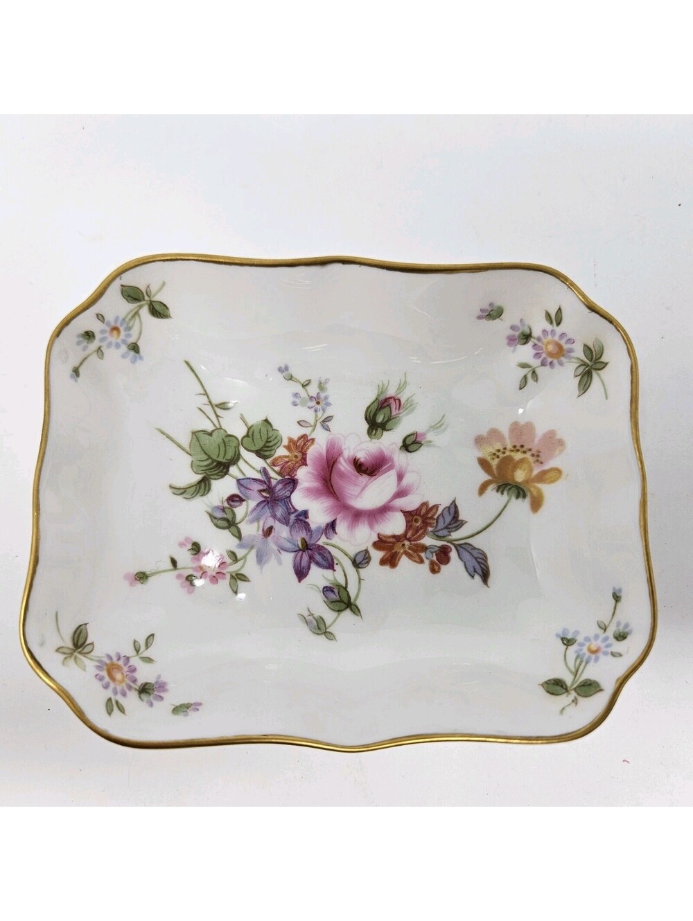Vintage Royal Crown Derby English Bone China "Derby Posies" Floral Trinket Dish